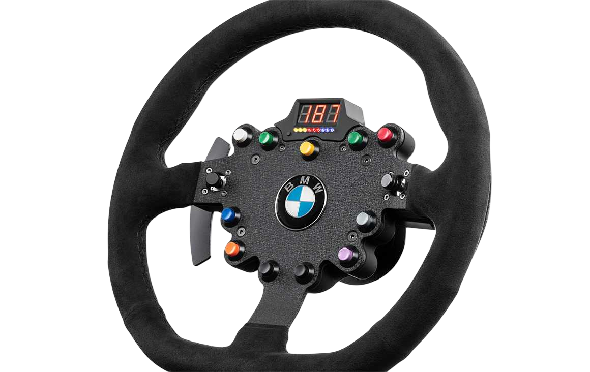 Front view of the Fanatec Clubsport BMW M3 GT2 V2 with buttons and display